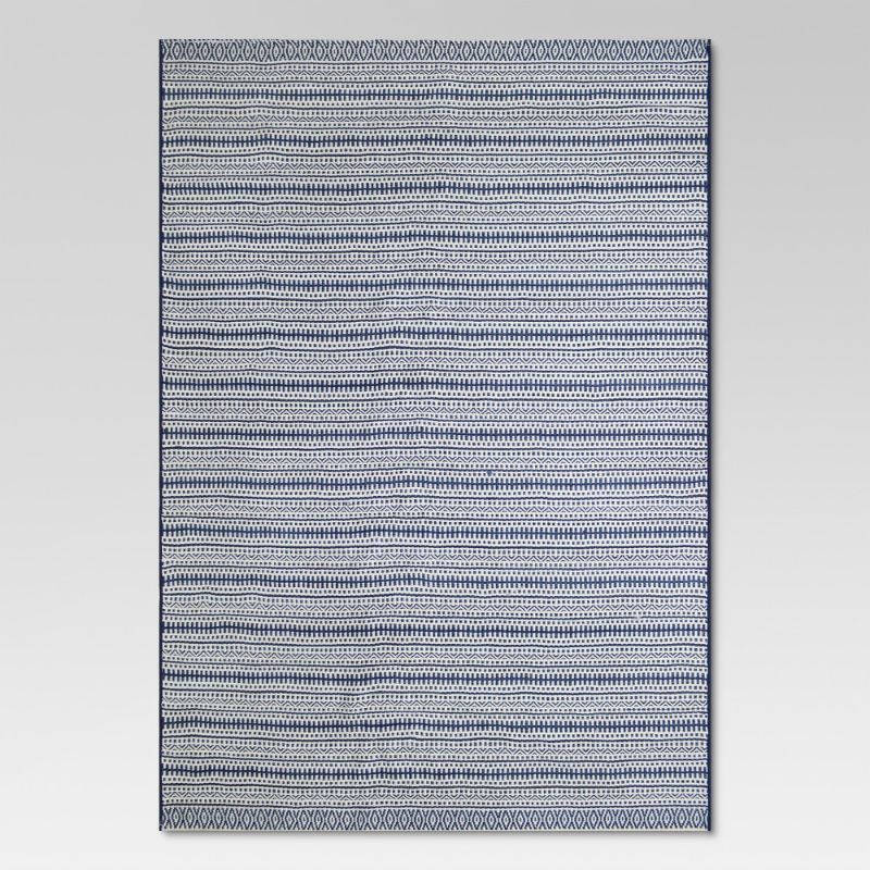Photo 1 of 7' X 10' Pattern Stripe Outdoor Rug Blue - Threshold
