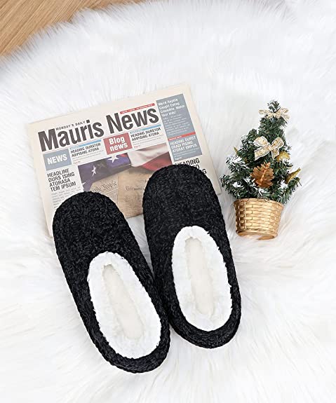 Photo 1 of 5-7.5 DICUIRD Womens Cozy&Warm Soft Sole Slipper Socks with Grippers-Fuzzy Fleece Lined House Slippers with Non-skid Bottoms

