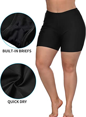 Photo 1 of 1X ATTRACO Womens Plus Size Swim Shorts High Waisted Swimsuit Shorts Boyleg Swim Bottoms
