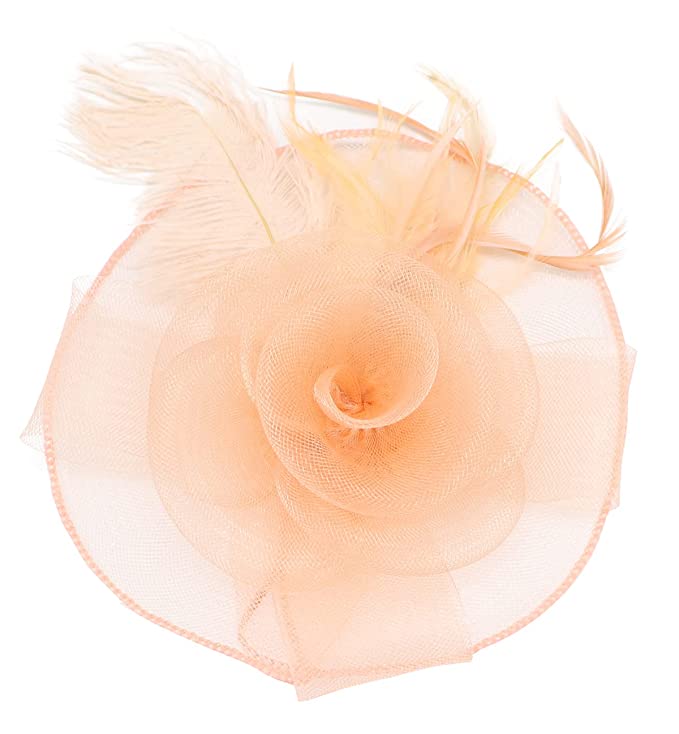 Photo 1 of Biruil Fascinators Hat Flower Mesh Feathers Headband Clip Tea Party Headwear for Girls and Women (ACTUAL COLOR IS MORE BEIGE, SEE LIVE PHOTO)
