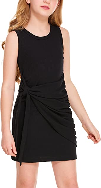 Photo 1 of Arshiner Girls Dress Sleeveless Summer Casual Dresses Ribbed Knit Sundress Tank Mini Party Dresses for Kids SIZE 160 
