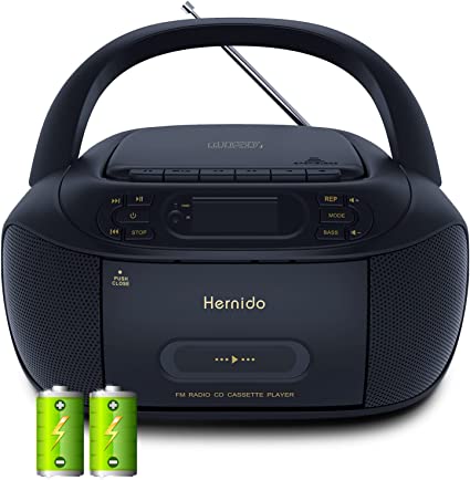 Photo 1 of Rechargeable Boombox CD and Cassette Player Combo with FM Radio, Portable CD Tape Player for Home, Built-in Stereo Speakers, Super Bass, Audio Supported AUX Input, USB Playback, Headphone Jack Output
