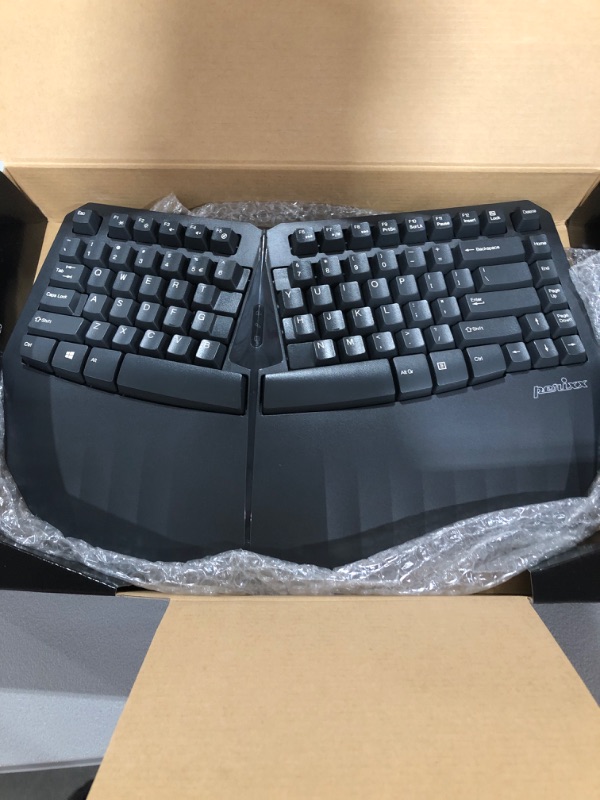 Photo 2 of Perixx PERIBOARD-613B Compact Wireless Ergonomic Split Keyboard with Dual 2.4G and Bluetooth Mode - Compatible with Windows 10 and Mac OS X System - Black - US English (11804) **UNABLE TO TEST**