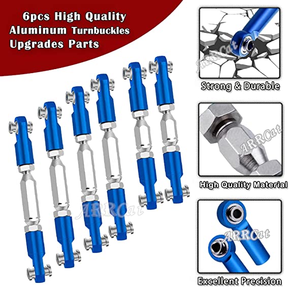 Photo 1 of ARRCat Turnbuckles Camber Links Upgrades Parts for 1/10 Arrma Senton MEGA550 4X4/Granite MEGA550 4X4 RC Truck,6PCS Aluminum Adjustable Turnbuckles,Replace AR330446 AR330515,Dark Blue
