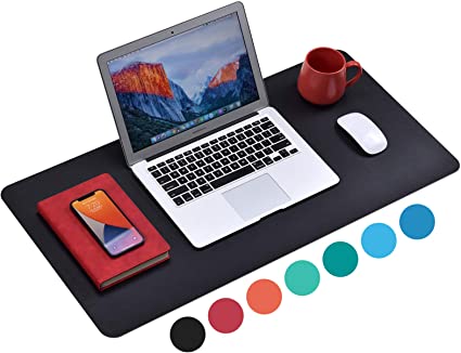 Photo 1 of Non-Slip Desk Pad (31.5 x 15.7"), Waterproof Mouse Pad, PU Leather Desk Mat, Office Desk Cover Protector, Desk Writing Mat for Office/Home/Work/Cubicle (Black)
