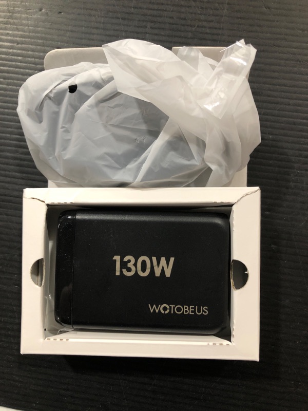 Photo 1 of 130W USB C GaN Wall Charger WOTOBEUS PD 100W PPS45W Super Fast Charging Station Type-C Laptop QC4+ Power Adapter AC Cable Multiple Ports for iPhone 14 13 12 iPad MacBook Samsung Pixel Leveno HP Dell
