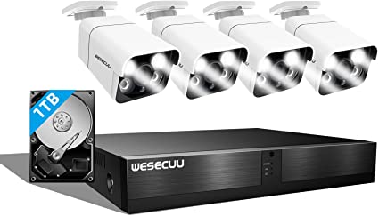 Photo 1 of [2 Way Audio] 2K PoE Security Camera System, 8CH Home Security Camera System 4K NVR Recorder, 4pcs PoE Security Cameras with Audio, Floodlight, Color Night Vision, Face Detect, 1TB Hard Drive
