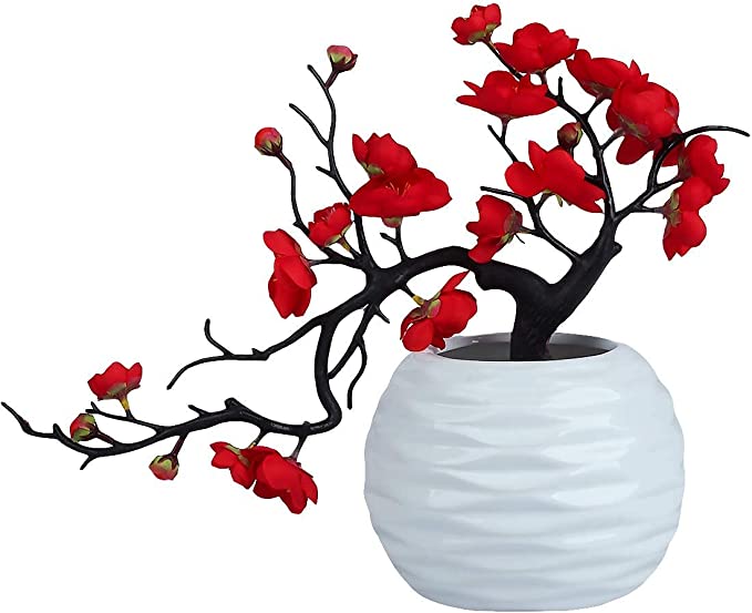 Photo 1 of 
LIUCOGXI Artificial Plum Blossom Flower Red with Ceramic Potted for Home Living Room Party Wedding Garden Office Patio Decor
