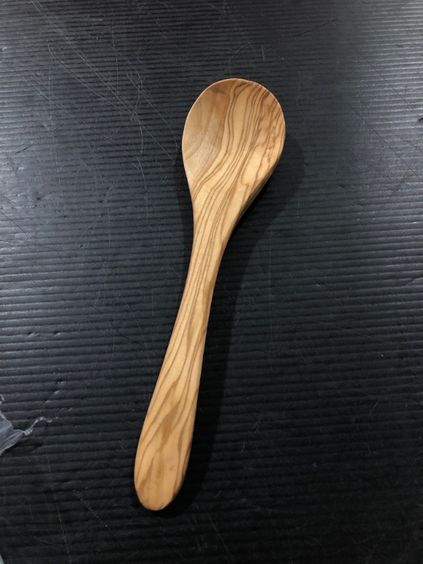 Photo 1 of AramediA Olive Wood Round Handle Spoon Decorative and Functional Cooking Utensil Handmade and Carved By Artisans 