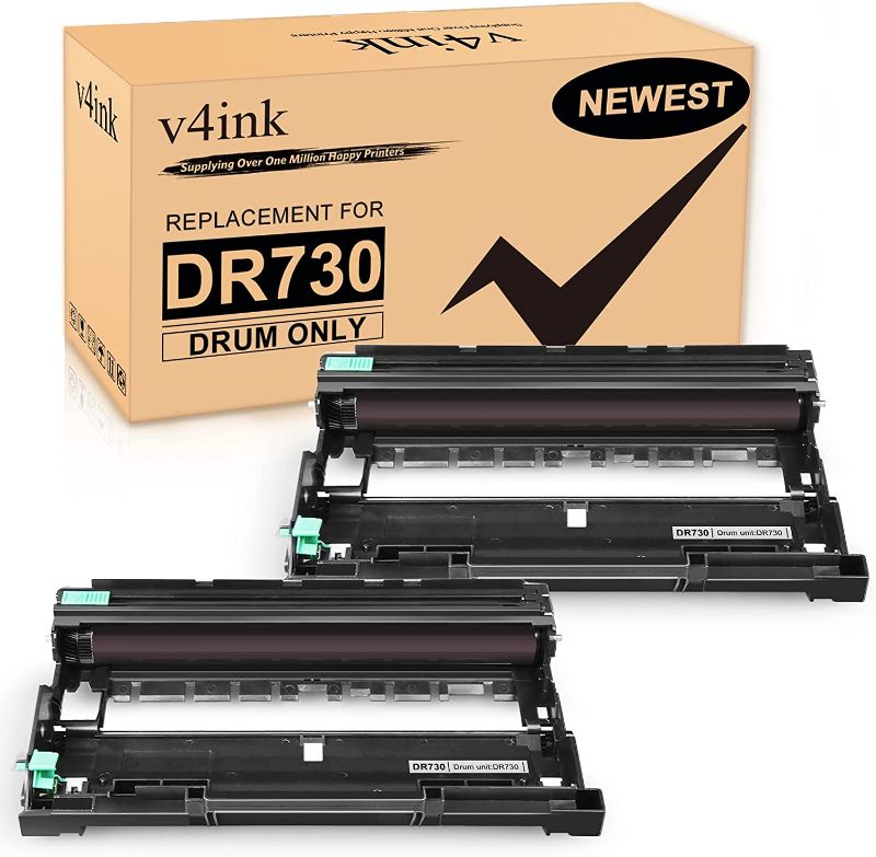 Photo 1 of v4ink 2PK Compatible DR730 Drum Unit (NOT Toner) for Brother DR-730 DR-760 Drum for Brother HL-L2325DW HL-L2350DW HL-L2370DW HL L2390DW L2395DW DCP-L2550DW MFC L2690DW L2710DW L2717DW L2750DW Printer
