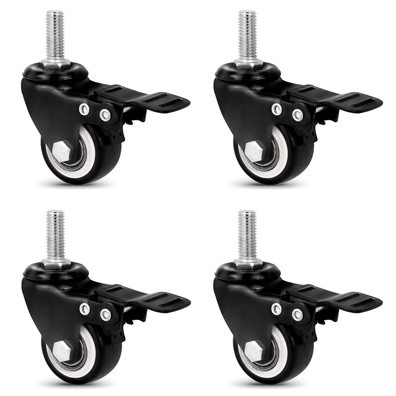 Photo 1 of 1.5"Stem casters Set of 4 Heavy Duty Threaded Stem casters Wheels with Safety Dual Locking Furniture casters Swivel Castors with Brakes 5/16"- 16 x 1" 300Lbs
