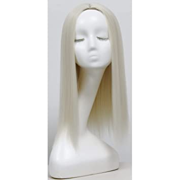 Photo 1 of #60 Platinum Blonde White Straight Wig Glueless Full Wig Middle Parting No Lace Women Girls Gifts Fashion Party Synthetic Wig Heat Resistant Fibers Cosplay Costume Daily Use Pastel Hair 14"
