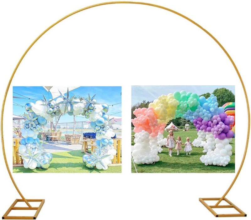 Photo 1 of 9.5ft(2.9m) Golden Round Backdrop Stand, Iron Circle Balloon Flower Wedding Arch for Birthday Party, Graduation Decoration, Baby Shower, Wedding, Photo Background, Garden Decoration(Gold-9.5ft) 