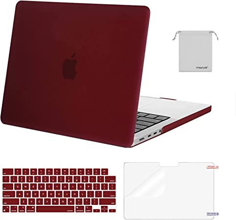 Photo 1 of MOSISO Compatible with MacBook Pro 14 inch Case 2021 2022 Release A2442 M1 Pro/Max with Liquid Retina XDR Display Touch ID, Plastic Hard Shell&Keyboard Skin&Screen Protector&Storage Bag, Marsala Red
