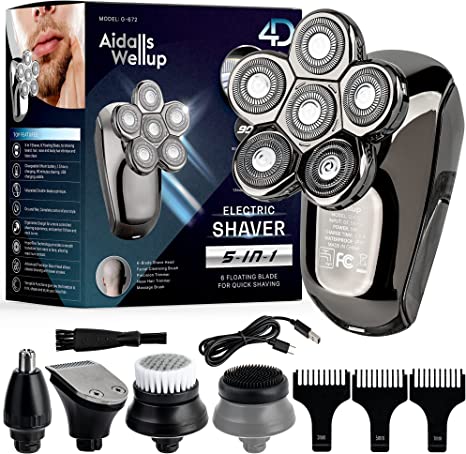 Photo 1 of AidallsWellup Men’s 5-in-1 Electric Head Shaver for Bald Men - Head Shaver for Men - Anti-Pinch - Ergonomic Design - Cordless and Rechargeable.
