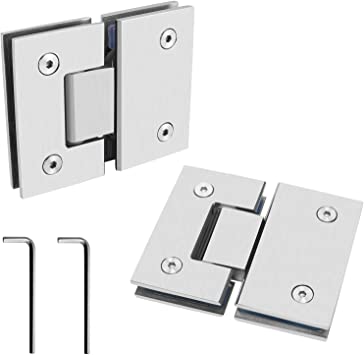 Photo 1 of 2 Pack goldenwarm Shower Glass Door Hinges Satin Nickel Stainless Steel Shower Door Hardware 180 Degrees Opening Angle Shower Door Hinge Replacement Parts
