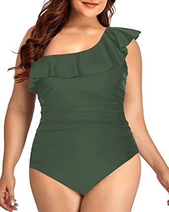 Photo 1 of Aqua Eve Plus Size Bathing Suits for Women One Piece Swimsuits One Shoulder Ruffle Tummy Control Swimwear 22W
