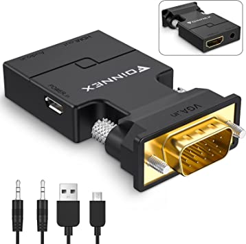 Photo 1 of VGA to HDMI Adapter Converter with Audio,(PC VGA Source Output to TV/Monitor with HDMI Connector),FOINNEX Active Male VGA in Female HDMI 1080p Video Dongle adaptador for Computer,Laptop,Projector

