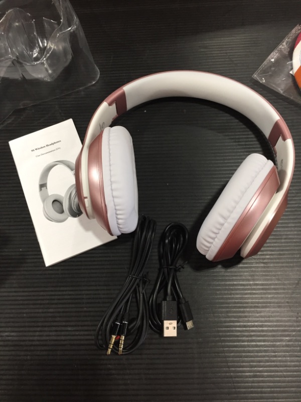 Photo 1 of 9S Bluetooth Headphones Over-Ear,CVC 6.0 Noise Cancelling Mic Wireless Headphones,60 Hrs Playtime Hi-Fi Stereo Deep Bass Foldable Headphones for Online Class, Home Office, PC, Cell Phones (Rose Gold)
