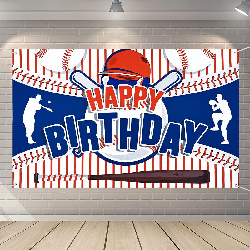 Photo 1 of Baseball Party Decorations Baseball Happy Birthday Banner