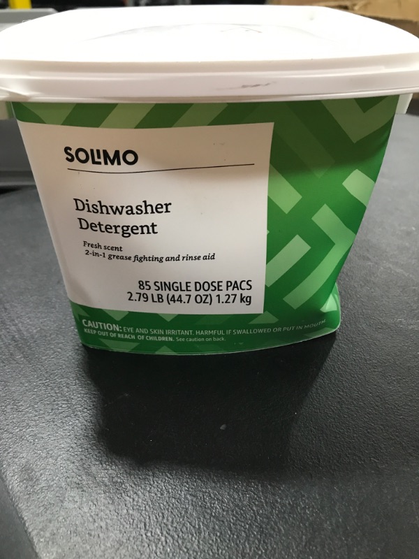 Photo 2 of Amazon Brand - Solimo Dishwasher Detergent Pacs, Fresh Scent, 85 Count