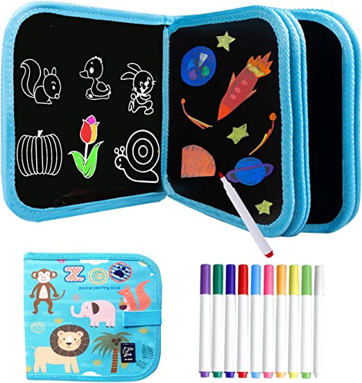 Photo 1 of Kids Erasable Doodle Book Set - Toddlers Activity Toys Reusable Drawing Pads, Preschool Travel Art Toy Scribbler Board for Road Trip Car Game Writing Painting Set, Gift for Boys Girls Age 3,4,5,6