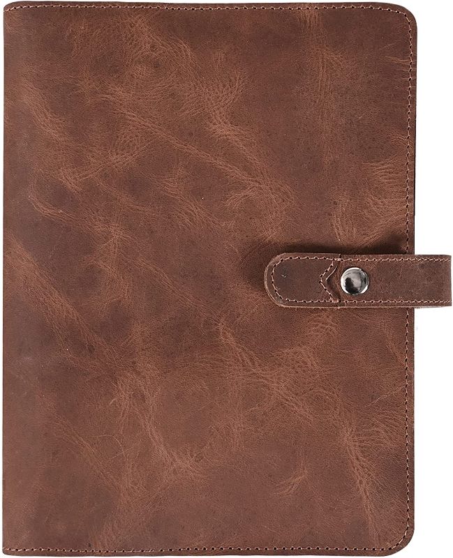 Photo 1 of A5 PU Leather Notebook Binder, Refillable 6 Round Ring Binder Cover for A5 Filler Paper, Notebook Personal Planner Binder - Brown