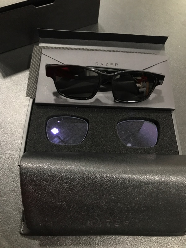 Photo 1 of Razer Anzu Smart Glasses: Blue Light Filtering & Polarized Sunglass Lenses - Low Latency Audio - Built-in Mic & Speakers - Touch & Voice Assistant Compatible - 5hrs Battery - Rectangle/Large