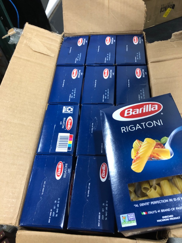 Photo 1 of Barilla Rigatoni Pasta, 16 oz. Box (Pack of 12) - Non-GMO Pasta Made with Durum Wheat Semolina - Italy's #1 Pasta Brand - Kosher Certified Pasta
Expiration Date: 10/20/2024