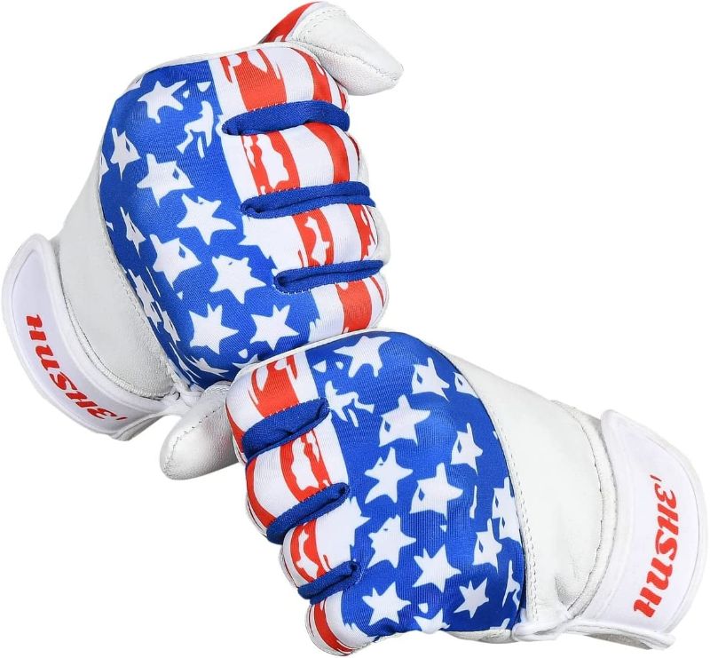 Photo 1 of American Flag Baseball Batting Gloves Softball Batting Gloves USA Flag Baseball Batting Gloves for Youth Adult & Unisex (White)