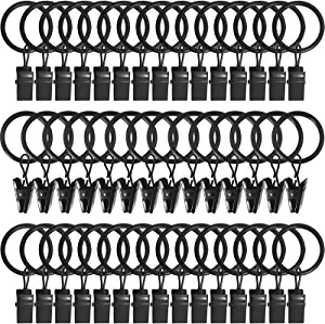 Photo 1 of AMZSEVEN 44 Pack Metal Curtain Rings with Clips, Curtain Hangers Clips, Drapery Clips with Rings, Drapes Rings 1 in Interior Diameter, Fits Diameter 5/8 in Curtain Rod, Vintage Black