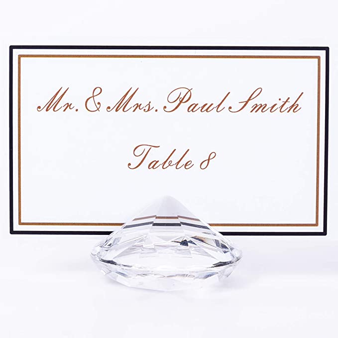 Photo 2 of AiFanS Place Card Holder,Table Number Holders,Diamond Place Card Holdes,Clear,12Pcs for Table,Weddings