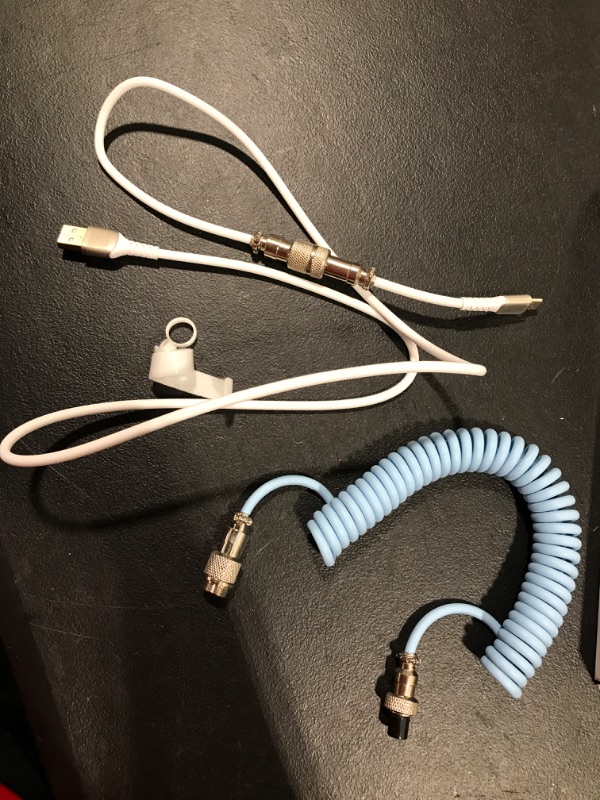 Photo 2 of EPOMAKER AJAZZ Detachable Coiled Keyboard Cable Type C to USB-A with Aviation Connector for Mechanical Gaming Keyboard(Blue)