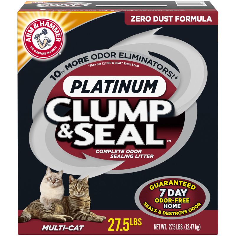 Photo 1 of Arm & Hammer Litter Platinum Clump & Seal Cat Litter, 27.5-lb Box
