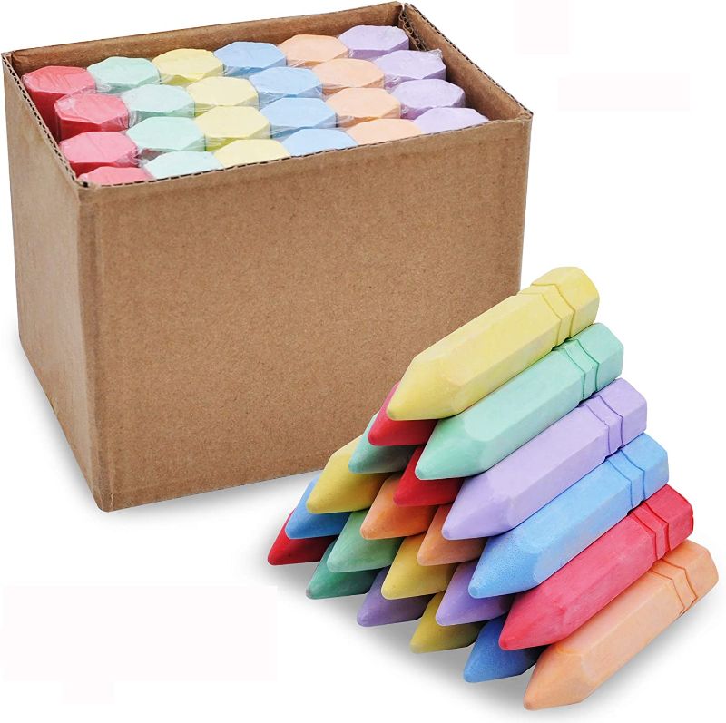 Photo 1 of 24 PCS Cone Shaped Non-Toxic Washable Sidewalk Jumbo Chalk Set for Art Play, Summer Outdoor Games and Chalkboard Drawing
