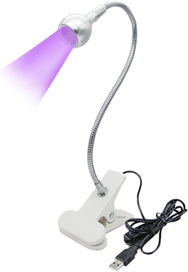 Photo 1 of USB 3W LED UV Ultraviolet Phone Glue Curing Lamp,UV Led Nail Lamp for Gel Nails,Portable Clamp Flexible Desk Lamps for Mobile Repair,Plug and Play Silver
