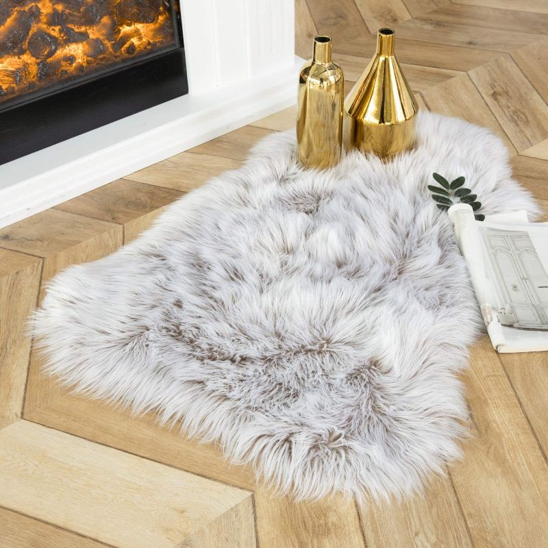 Photo 1 of Ashler faux fur rug, Fluffy Shaggy Area Rug Ultra Soft 2 x 3 Feet Sheepskin Fur Rug, Frosted Bottom Beige Fuzzy Rug Machine Washable Shag Rug, Nursery Decor Throw Rugs for Bedroom, Living Room
