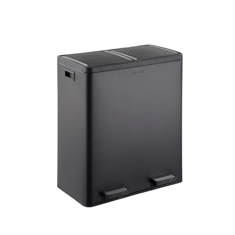 Photo 1 of Large Capacity 18.5 Gal. Black Dual Trash and Recycling Bin
