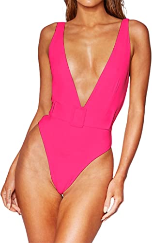 Photo 1 of Avanova Womens Sexy Deep V Neck One Piece Swimsuit Strappy Bathing Suit with Belt
Large. 