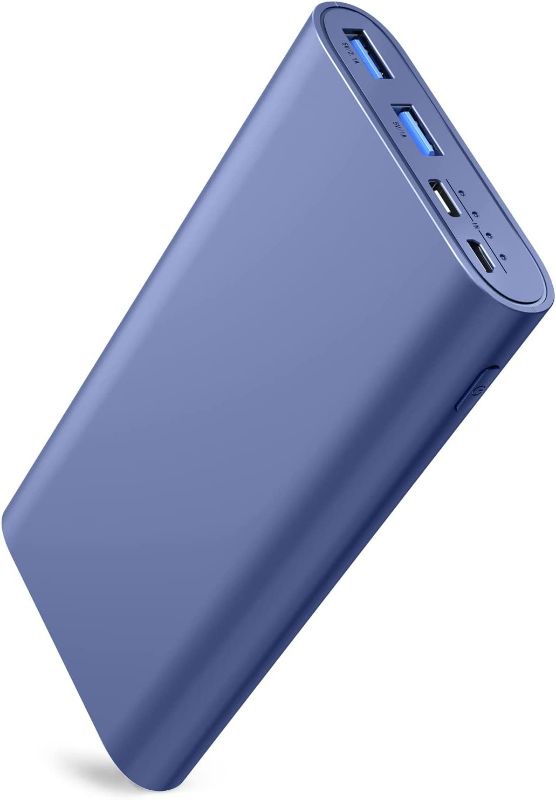 Photo 1 of OHZHAO Portable Charger Power Bank 26800mAh, (Upgrade Large Capacity Battery) with Dual Input Ports Support Dual Fast Charging, 2 USB Ports for iPhone, iPad, AirPods, Samsung,Android and More,Blue