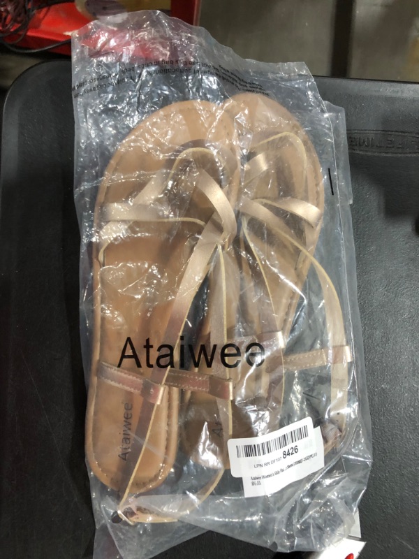 Photo 2 of Ataiwee Women's Slide Flat Sandals - Comfortable Slip On Plait Toe Thong Strappy
11