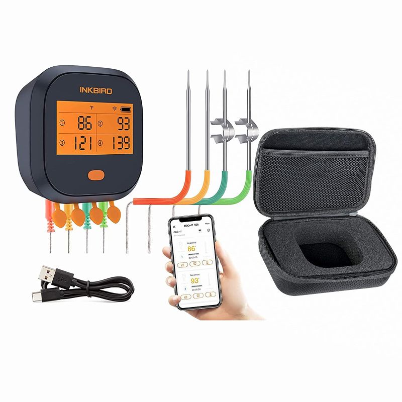 Photo 1 of Inkbird WiFi Grill Meat Thermometer for Smoking Cooking Kitchen with 4 Probes & Hard Carrying Case| Digital Wireless Remote WiFi BBQ Thermometer with Timer, Calibration, Rechargeable Battery , Graph
