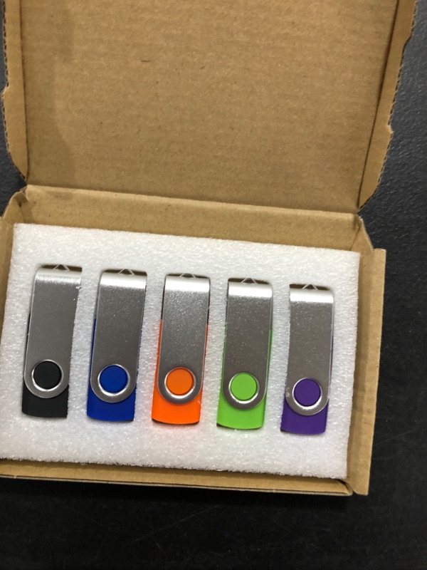 Photo 2 of 5 Pack 32GB Flash Drive, USB 2.0 Swivel Thumb Drives Bulk Memory Stick Jump Drive Pen Drive Zip Drive for Data Storage,Black/Blue/Orange/Green/Purple (32G, 5Pcs Mixed Color)
