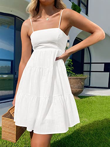 Photo 1 of ANRABESS Women's Summer Mini Dress Casual Boho Sleeveless Spaghetti Strap Flowy Tiered Short Beach Sun Dresses
large 