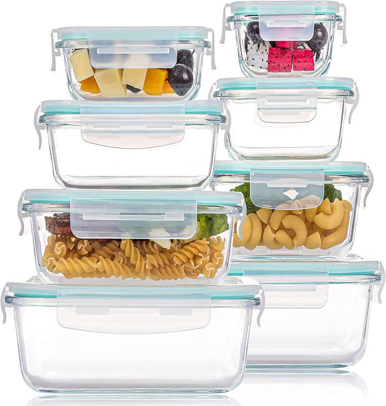 Photo 1 of 8 Pack Glass Food Storage Containers with Lids, Vtopmart Glass Meal Prep Containers, Airtight Glass Bento Boxes with Leak Proof Locking Lids
