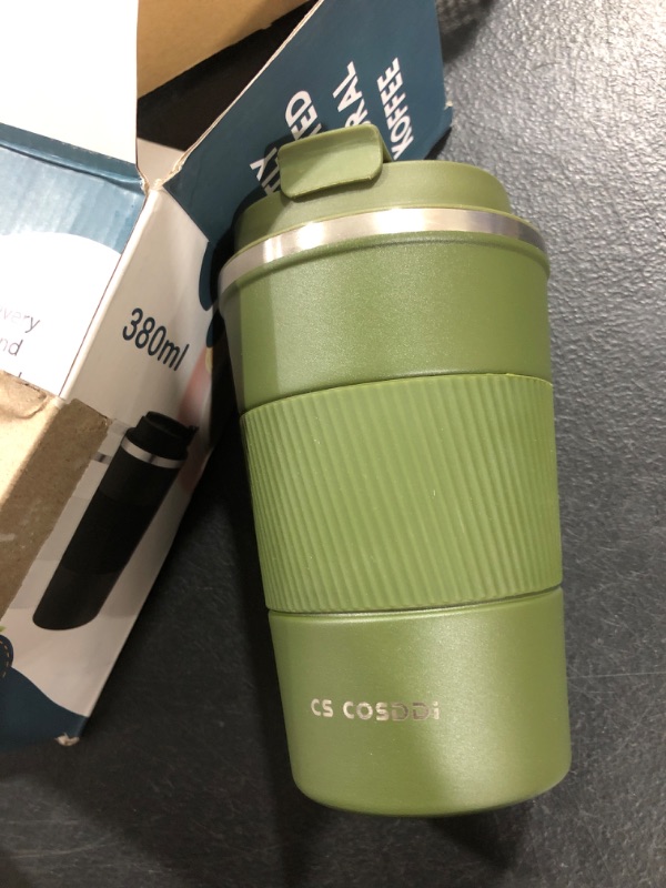 Photo 2 of 12 oz Stainless Steel Vacuum Insulated Tumbler - Coffee Travel Mug Spill Proof with Lid - Thermos Cup for Keep Hot/Ice Coffee,Tea and Beer (3rd Green) 3C-Green