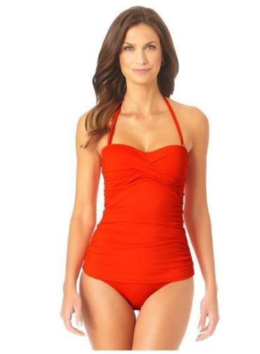 Photo 1 of Anne Cole Women's Solid Twist Front Shirred Bandeau Tankini Swim Top

SZ-M