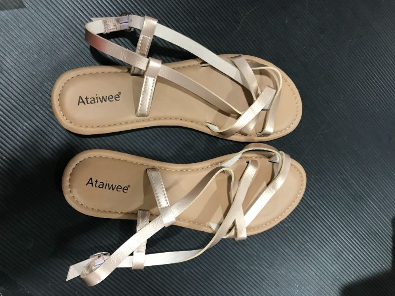 Photo 1 of Ataiwee Women's Slide Flat Sandals - Comfortable Slip On Plait Toe Thong Strappy Spring Summer Shoes

SZ-10