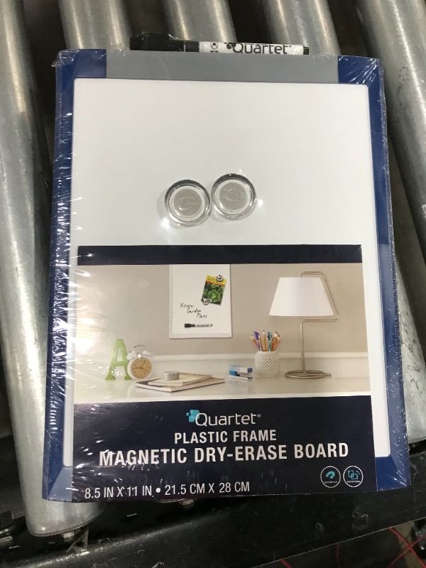 Photo 2 of Quartet Magnetic Whiteboard, 8-1/2" x 11" White Board for Wall, Dry Erase Board for Kids, Perfect for Home Office & Home School Supplies, 1 Dry Erase Marker, 2 Magnets, Blue Frame (MHOW8511-BU)