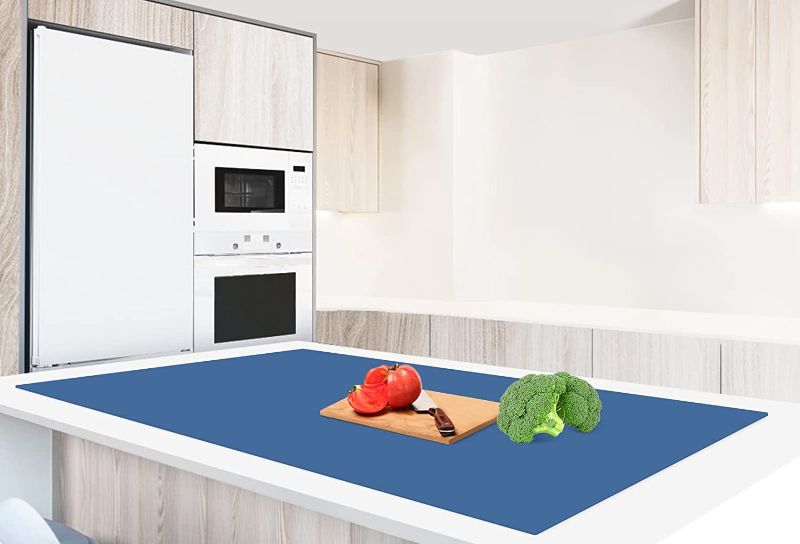 Photo 1 of AECHY Silicone Mats for Kitchen Counter 47"x23.6"x0.08”, Largest Heat Resistant Mat Shipped Rolled Up Kitchen Island Silicone Countertop Protector Mat Nonslip Extra Large Counter Mat, Blue